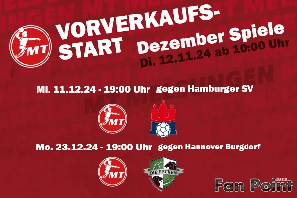 Start des Vorverkaufs für die letzten Heimspiele der MT Melsungen in 2024! 🎟️🔥